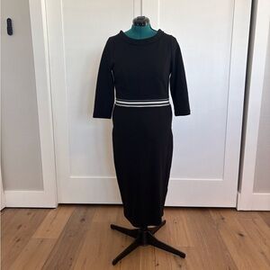 Boden Black Long Sleeve Dress with White Stripe